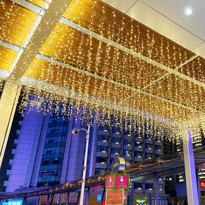GTSYDING LED Icicle String Lights, Christmas Icicle Lights 16.4FT 216 LEDs Window Curtain Starry Fairy Lights Plug in 8 Modes for Wedding Party Bedroom Garden Patio Outdoor Indoor (Warm White, 5)
