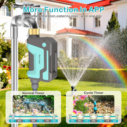 Smart WiFi Sprinkler Timer with 1666 Feet RF Gateway, Brass Inlet Water Timer for Garden Hose, App Remote Control with Alexa, Rain Delay and Manual Mode for Garden and Lawn.