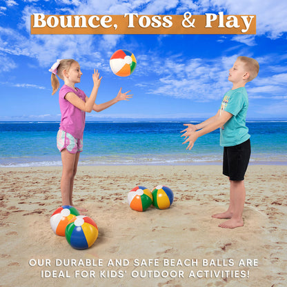 JOYIN 12 Packs 16" Inflatable Beach Balls, Large Rainbow Beach Balls Bulk for Pool Parties, Kids and Adults Summer Pool Party Toys, Beach Toys, Party Favors(16'')