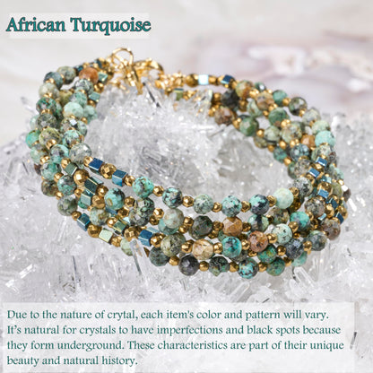 Farfume African Turquoise - Transformation & Growth - Crystal Beaded Bracelets, Chakra 4mm Natural Stone Beads Bracelets, Gemstone Spiritual Jewelry Gifts for Mother's Day