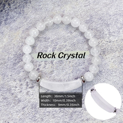 EDEN'S CALL 8mm Healing Crystal Beads Stretch Bracelet Handmade Good Luck Energy Chakra Stone Beaded Bangle, Rock Quartz