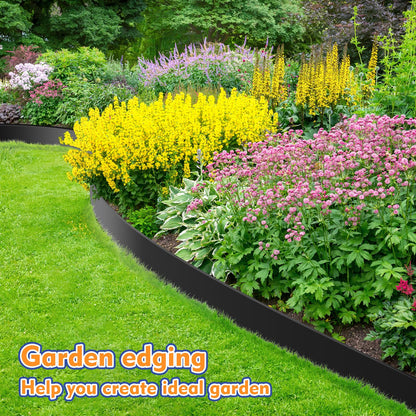 4 Inch x 100 FT (Multiple Sizes Available) Landscape Edging, Garden Edging Borders with 100pcs Upgrade Stakes, Flexible No Dig Plastic Garden Border for Lawn, Landscaping, Flower Beds, tree and Yard