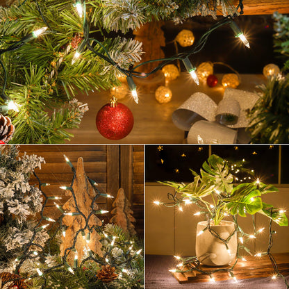 Hopolon Clear Christmas Lights Set 2 Pack 50 Count 13 Feet Incandescent Bulb Green Wire Mini String Lights for Indoor Outdoor Christmas Tree Garland Birthday Wedding Festival Decoration, Warm White