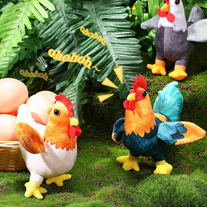 Kasyat 6 Pieces Mini Plush Furry Farm Animal Toys Soft Horse Pig Cattle Rabbit Dog Sheep Doll Stuffed Plush Farm Animals for Birthday Party Decoration(Chicken and Rooster)