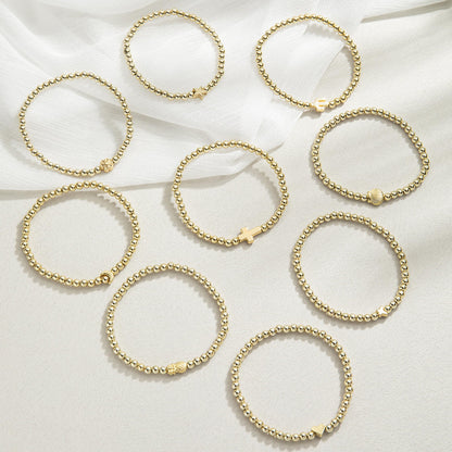Harry and Henry Gold Beaded Bracelets for Women Non Tarnish Dainty Pearl Beaded Bracelet Cross Stack Stretch Bracelets for Women Trendy Gifts 2025 Easter Basket Stuffers