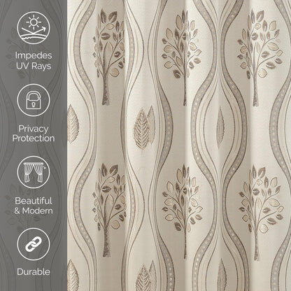 Elegant Comfort Luxurious Beautiful Curtain Panel Set with Attached Valance and Backing 54" X 84 inch (Set of 2), Beige