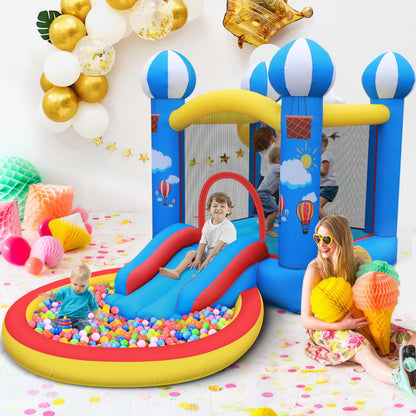 Culaluva Inflatable Bounce House: 4 in 1 Bouncy Castle with Ball Pit & Slide for Kids Age 3-6 with 370 Watt Blower and Storage Bag for Indoor Outdoor Play Oxford Cloth