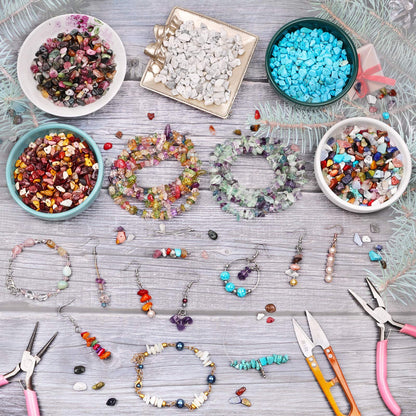 500 pcs Natural Chip Stone Beads, Rutile 5-8 mm Irregular Gemstones Healing Crystal Loose Bead for Jewelry Making Bracelet Crafting