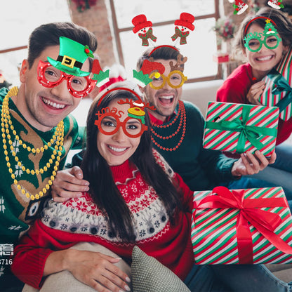 51PCS Christmas Glasses and Holiday Headbands Set Christmas Photo Booth Props Party Decoration Accessories for Xmas Party Supplies Holiday Favors(51)
