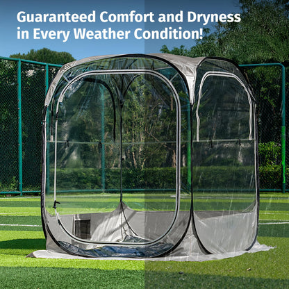 East Oak Weather Sports Tent for Fishing, Sports Events | Pop Up Bubble Tent Instant Sun & Rain Shelter | No Condensation, Spacious Interior, Ultra Visibility | All Weather Protection | 4 x 4 FT