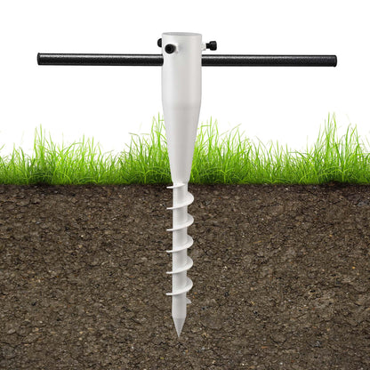 Lcokeiy Beach Umbrella Sand Anchor - Heavy Duty Outdoor Umbrella Holder No Dig Ground Umbrella Base - Sturdy and Reliable 2.3“ Inner Diameter, White(1 Pack)