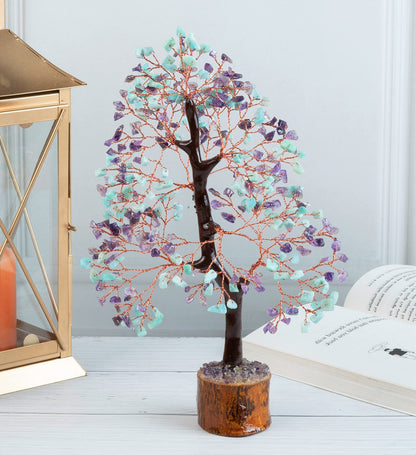 Crocon® Amethyst & Amazonite Crystal Tree Home Decor, Birthday Gifts for Women, Sister Gemstone Gift for Her Money Tree Crystals and Healing Stones House Warming Gift New Home Spiritual Decor Present