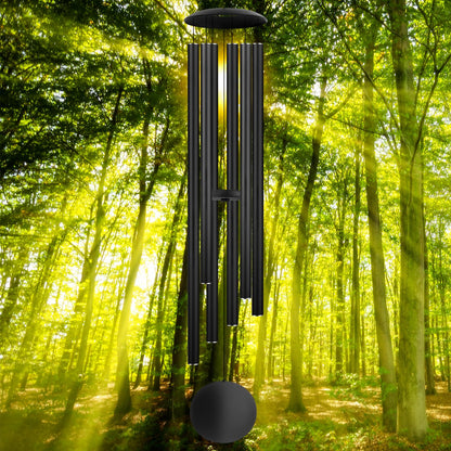 54" Large Wind Chimes for Outside Deep Tone - Gift Box Packaged, Soothing Windchimes Outdoors with 6 Thickened Aluminum Tubes for Garden Decor, Gifts for Mother's Day, Friends and Loved Ones (Black)