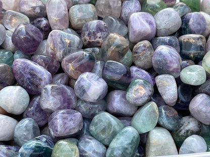 GAF TREASURES 5 Pcs Rainbow Fluorite Tumbled Stones, Polished Natural Rainbow Fluorite Gemstone, Rainbow Fluorite Healing Crystals (Rainbow Fluorite)