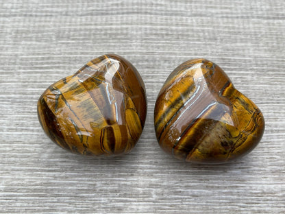 Tiger Eye Gemstone Hearts, Polished Tiger Eye Puffy Hearts, Tiger Eye Crystal Palm Stone, Tiger Eye Healing Crystal Hearts (1 Heart)