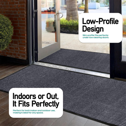 MaxMat® Extra Large Commercial Floor Mat, 3 x 5 Feet Rubber Border Heavy Duty Made in USA Commercial Door Mat, Waterproof, Low-Profile, Easy to Clean, Rubber Entry Mudroom Rug (Charcoal Grey)
