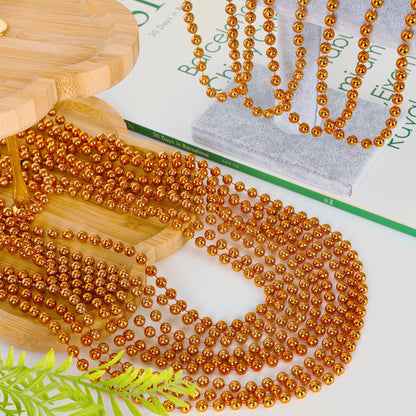 EOBOH 100PCS Mardi Gras Beads, Orange Bead Toy Necklaces Party Favors, 33" Necklaces Costume Accessories, Festival Parade Throw Accessories Mardi Gras Halloween Wedding Celebrations Decor