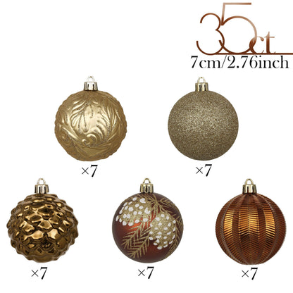 Valery Madelyn Luxurious Copper Gold Christmas Ball Ornaments, Shatterproof Christmas Tree Ornaments for Xmas Decoration (2 Items Bundle
