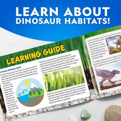 National Geographic Light-Up Dinosaur Terrarium Kit for Kids – Build a Prehistoric Habitat with Play Sand, Real Gemstones & Dino Figures, Science Activity Kit for Boys & Girls