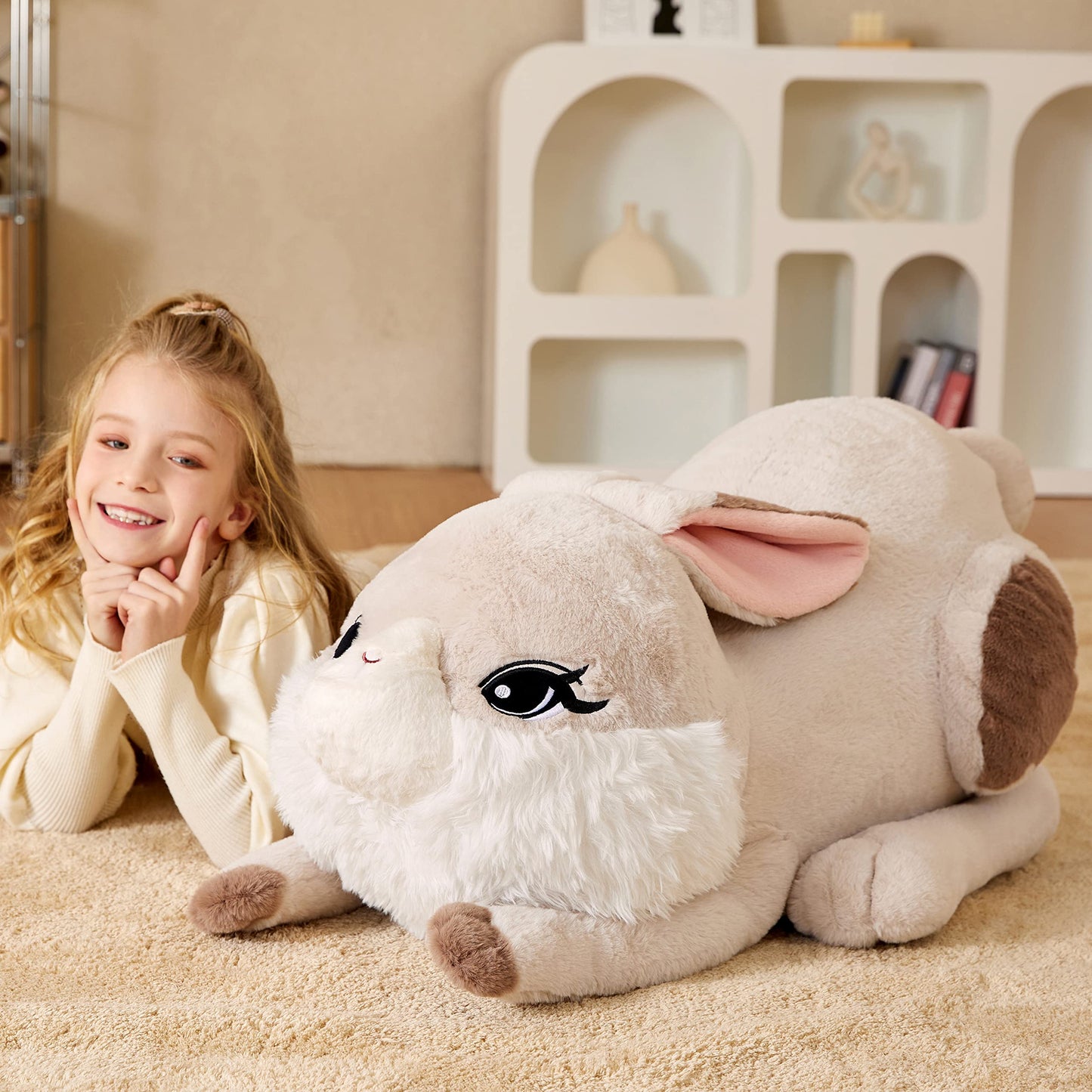 EARTHSOUND Giant Easter Bunny Stuffed Animal Plush Toy,23 inches Large Rabbit Jumbo Big Size Soft Toys,Cute Huge Plushy Fluffy Fat Plushie,Gifts for Kid