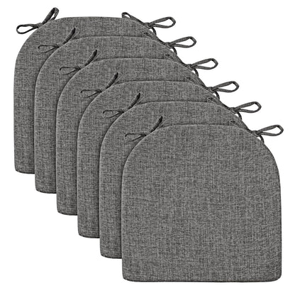 Wellsin Chair Cushions for Dining Chairs 6 Pack - Kitchen Chair Cushions with Ties and Non-Slip Backing - Dining Chair Pads 16"X16"X2", Dark Gray