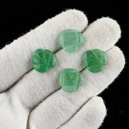 CRYSTALIS 4pcs Natural Green-Strawberry-Quartz, Carved Loose Gemstone, Wholesale Bulk Cabochons, Jewelry Making Supply, Chakra Healing Polished Stones, Wire Wrapping, DIY, Gem Collection