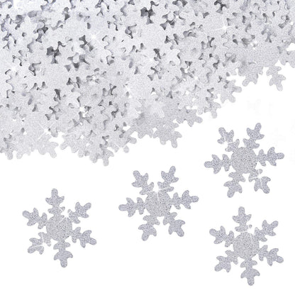 Skylety 100 Pcs Large Snowflake Confetti 1.97 Inch Glitter Christmas Confetti Double Sided Sprinkles Snowflake Party Table Decoration for Winter Christmas Holiday(Silver)