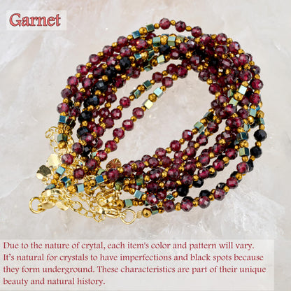 Farfume Garnet - Friendship - Crystal Beaded Bracelets, Chakra 4mm Natural Stone Beads Bracelets, Gemstone Spiritual Jewelry Gifts for Mother's Day
