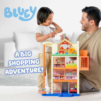 Bluey Hammerbarn Mega Kids Home Improvement Store Playset, 22”, 4 Level Pretend Store with 15 Accessories and 45+ Sounds, Kids Play Market for Ages 3+