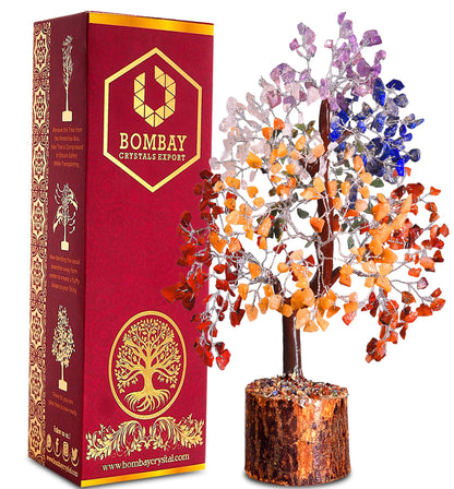 7 Chakra Crystal Tree of Life – Handmade Healing Gemstone Bonsai for Positive Energy, Prosperity & Home Décor – Good Luck Gift for Women, Mom, Office & Living Room Accent