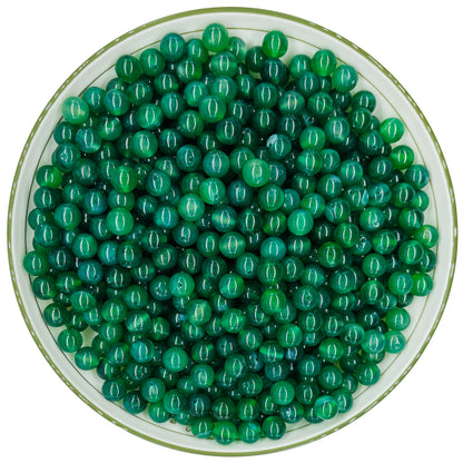 WHNKFB 8mm 50PCS Natural Green Agate Round Beads, Banded Loose Stone Beads for Jewelry Making Craft - 4mm 6mm 8mm 10mm Options with Free Elastic Cord