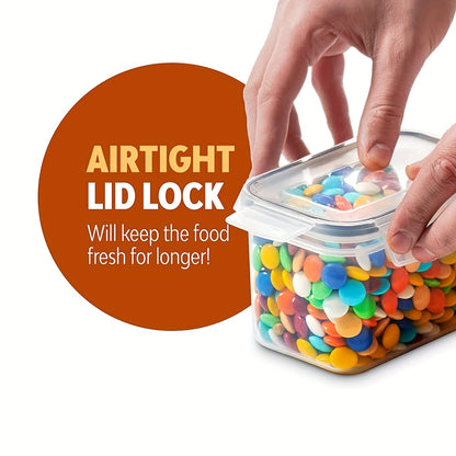 14/24/48/84pcs Airtight Food Storage Containers With Lids, BPA Free Plastic Kitchen Storage Containers For Spaghetti, Cereal, Pasta, Flour And Sugar Containers, 7/12/24/42 Lids+7/12/24/42Containers.