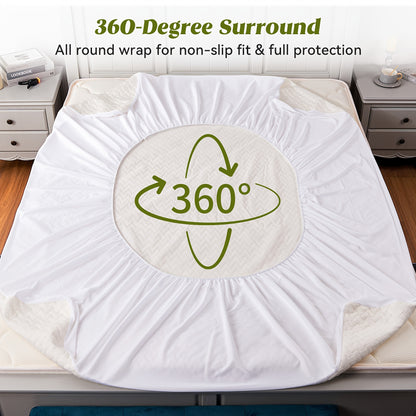 1pc Waterproof Quilted Fitted Sheet - Soft, Breathable & Durable Mattress Protector, Polyester &Bamboo Material, No Pillowcases Included, Waterproof Bedding | Modern Bedroom Decor | Pu Waterproof Layer, Mattress Protector Waterproof