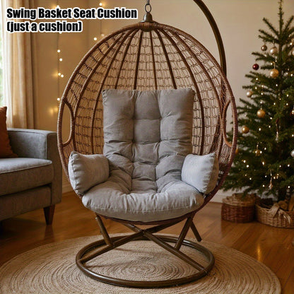 Bohemian Swing Chair Cushion with Removable Cover - Heavy-Duty All-Weather Indoor/Outdoor Seat Pad, Dark Grey/Light Grey, Soft Padding for Hanging Chairs, Balcony, Garden, Patio Furniture (Compatible with Hammocks, Pillows Not