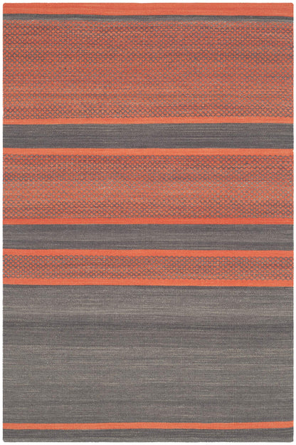 SAFAVIEH Kilim Collection Accent Rug - 4' x 6', Dark Grey & Orange, Handmade Flat Weave Wool, Ideal for High Traffic Areas in Entryway, Living Room, Bedroom (KLM952C)