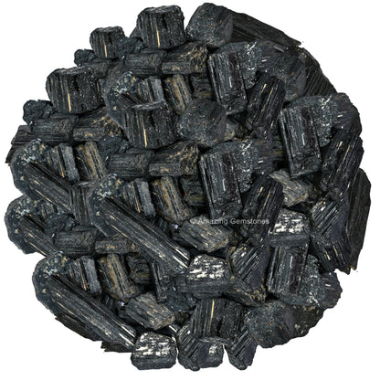 Amazing Gemstone Black Tourmaline Raw Crystals and Healing Stones, Natural Rocks for Tumbling and DIY Raw Stones and Crystals (1 lb)