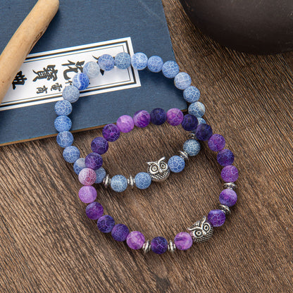 Softones Owl Gifts Owl Bracelets Healing Crystals Bracelet for Women Men Spiritual Energy Beaded Bracelet Set Gifts