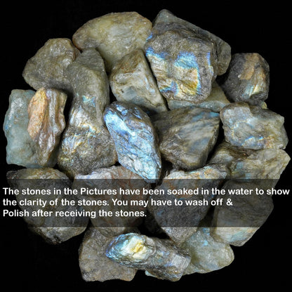 ZAICUS 1 lb Labradorite Rough Stone - Raw Stones and Crystals Bulk for Tumbling, Jewelry Making, Cabbing, Lapidary, Fountain Rocks, Decoration, Polishing, Wire Wrapping, Gem Mining, Reiki Crystal