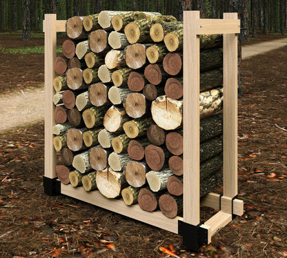 Fire Beauty 4 Pack Firewood Rack Base,Heavy Duty Metal Adjustable Log Storage Rack Bracket