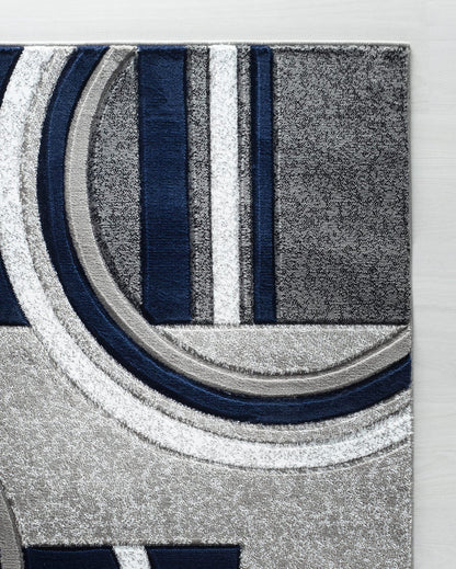 GLORY RUGS Area Rug Modern Soft Hand Carved Contemporary Floor Carpet with Premium Fluffy Texture for Indoor Living Dining Room and Bedroom Area (5x7, Navy)