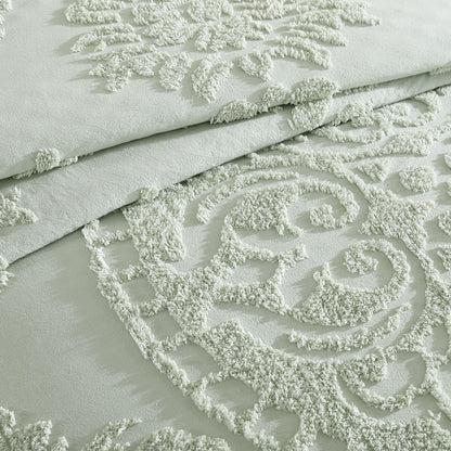 Beatrice Home Fashions Medallion Chenille Bedspread, Queen, Sage