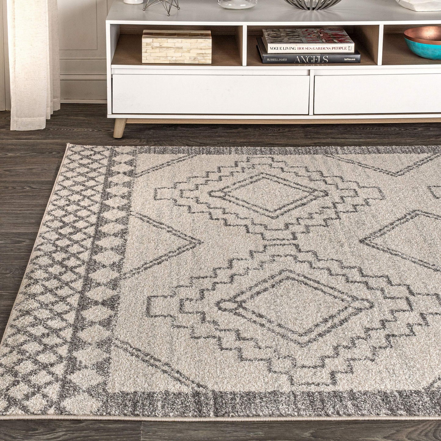 JONATHAN Y Amir Moroccan Beni Souk Cream/Gray Indoor Area Rug, 8x10, Bohemian, Scandinavian, Easy-Cleaning for Living Room, Bedroom, Kitchen, Pet Friendly, Non-Shedding (MOH200B-8)