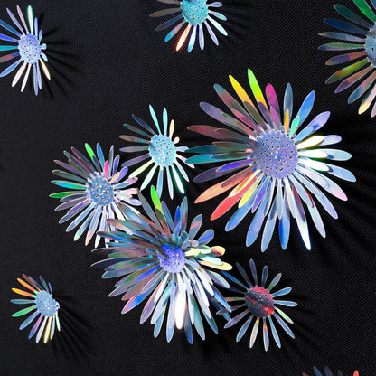 Cheerland Iridescent Wall Decals Peel and Stick Floral Wall Decor Stickers 3D Flower Wall Decal Holographic Iridescent Party Decorations Teal Mandala 3D Flowers Sticker Door Decoration Bedroom Murals