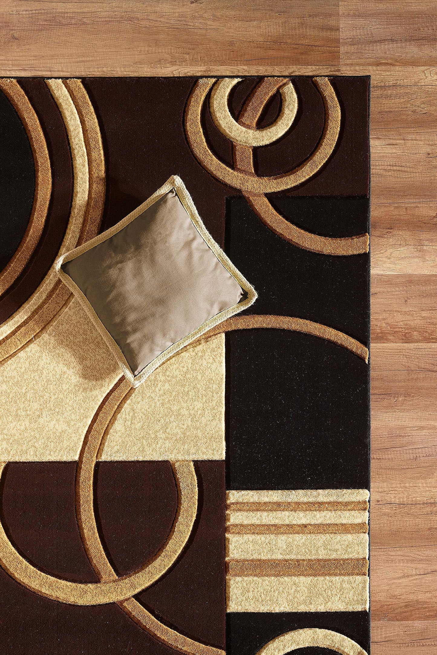 GLORY RUGS Area Rug Modern Soft Hand Carved Contemporary Floor Carpet with Premium Fluffy Texture for Indoor Living Dining Room and Bedroom Area (Brown, 5x7)