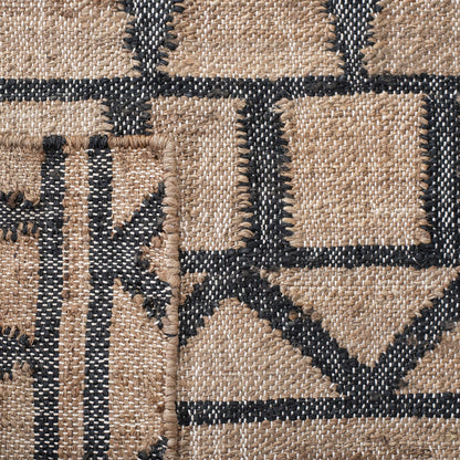 SAFAVIEH Kilim Collection Accent Rug - 3' x 5', Natural & Charcoal, Handmade Flat Weave Jute, Ideal for High Traffic Areas in Entryway, Living Room, Bedroom (KLM752A)