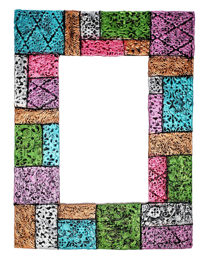 Akanksha Arts Handmade, Mural Art - Made of Clay Mosaic, Size 16x12 inches, Wall Decor - Can be Used as a Mirror Frame