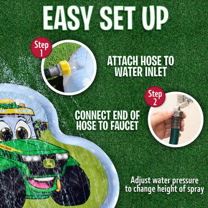 John Deere 3 in 1 Splash Pad Play Sprinkler for Kids and Baby Pool for Learning – Toddler Sprinkler Pool, 60’’ Outside Water Toys