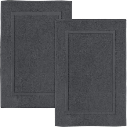 Utopia Towels Cotton Banded Rug, Bath Mats, Not a Bathroom Rug, 21 by 34 Inches, 100% Ring Spun Cotton, Highly Absorbent Shower Bathroom Floor Mat, Grey, 2 Pack