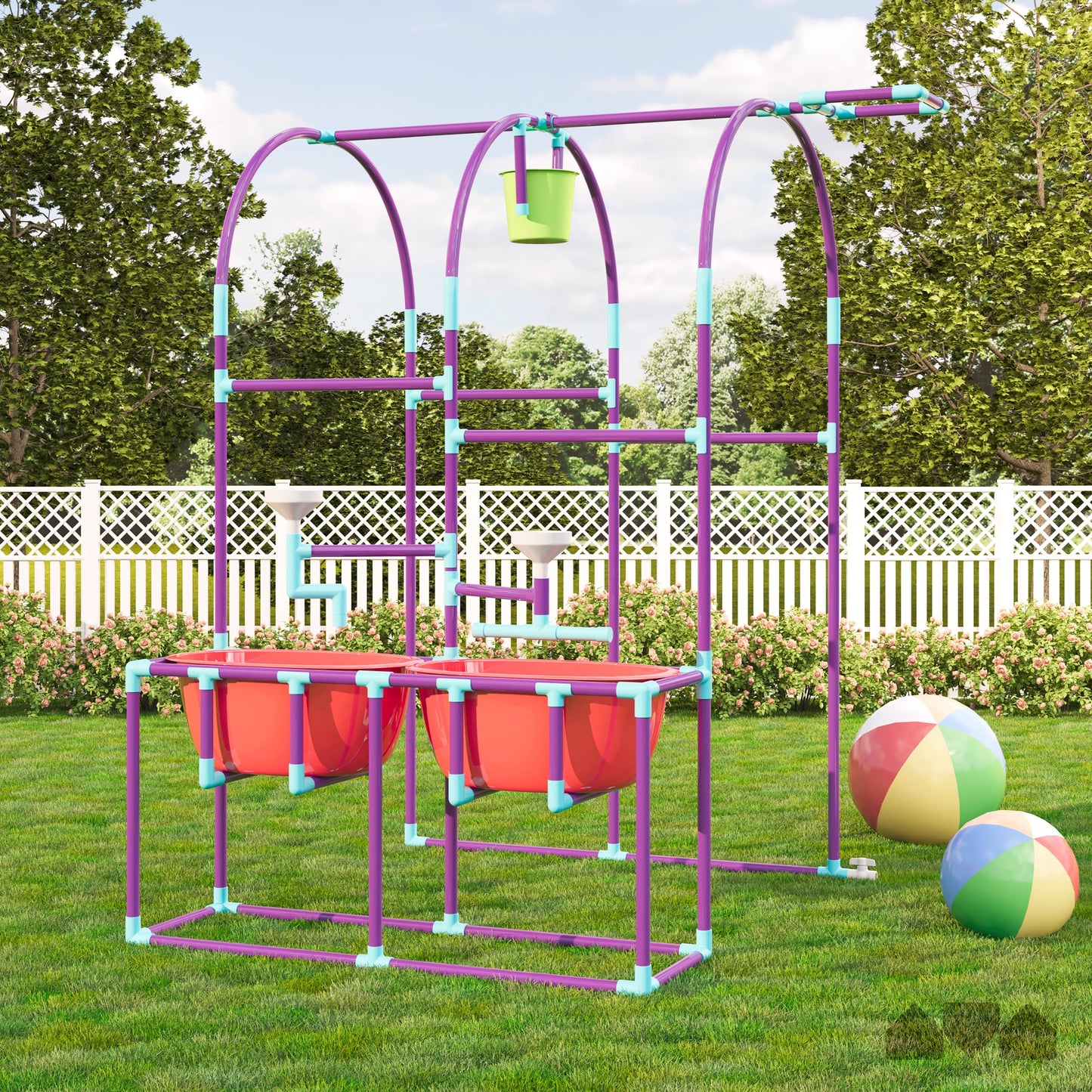 Milliard Water Park Sprinkler Toy for Kids, Outdoor Water Sprinkler with Splash Buckets, Water Table, and Faucets, Backyard Waterpark for Outdoor Summer Fun Activities