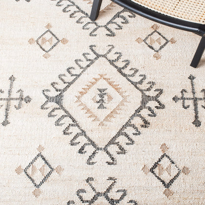 SAFAVIEH Kilim Collection Area Rug - 5' x 8', Ivory & Black, Handmade Flat Weave Jute, Ideal for High Traffic Areas in Living Room, Bedroom (KLM762A)